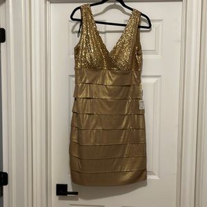 Jessica sequinned gold dress size 12 new with tags